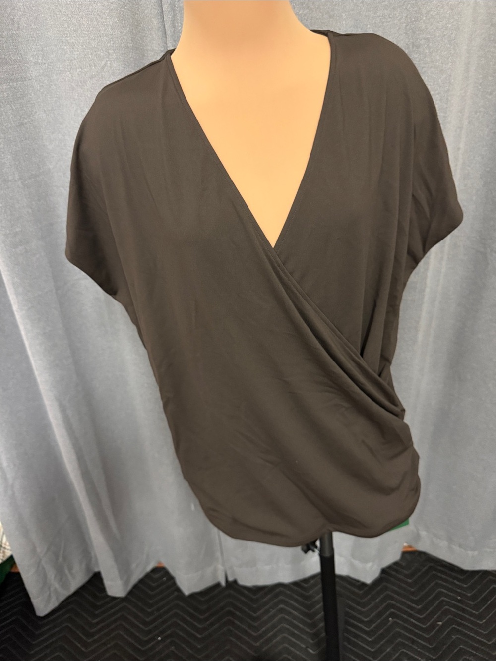 Halara Classic Black Surplice Short Sleeve Blouse